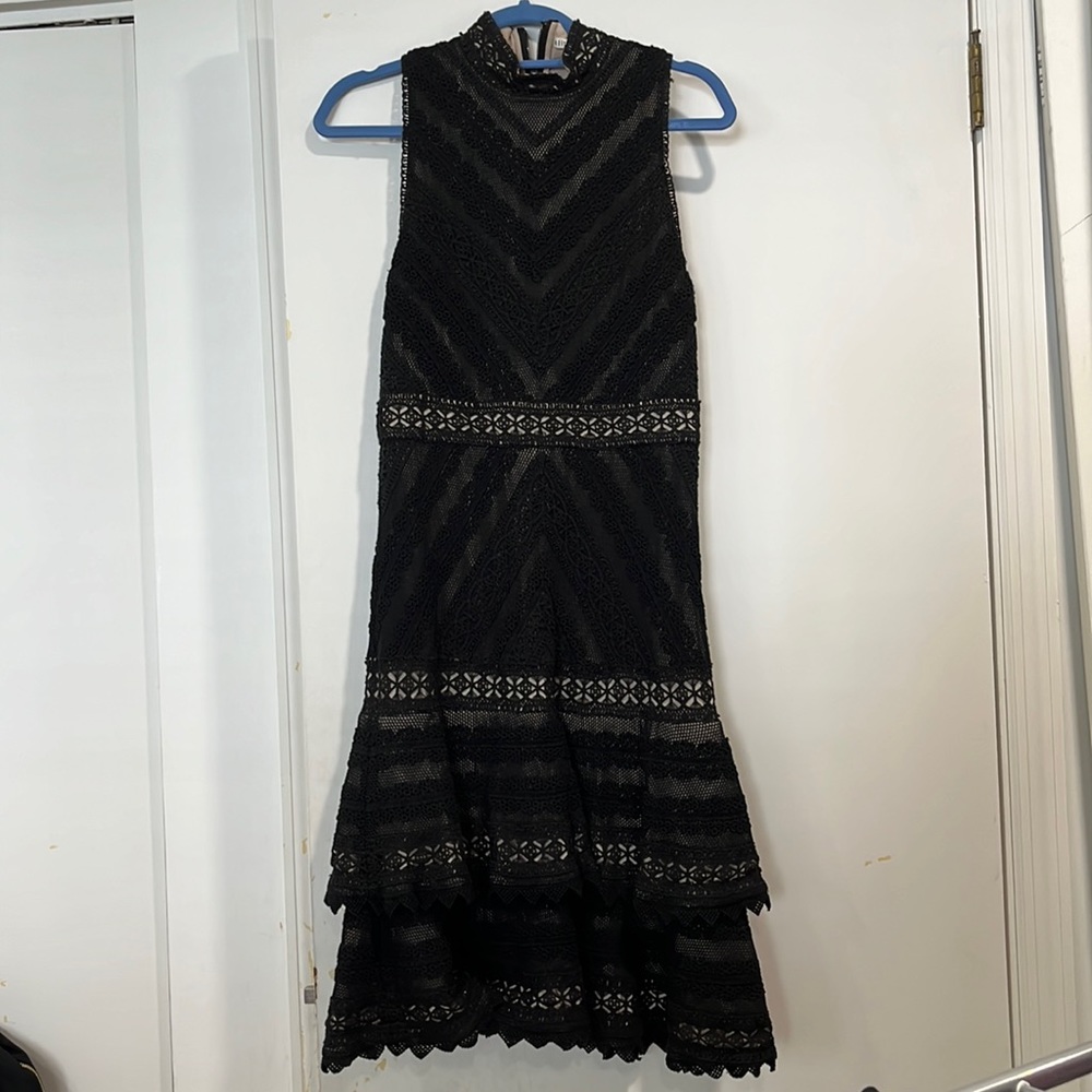 Alice & Olivia black crochet (with nude liner) size 6 dress